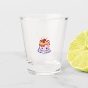 Kawaii cake glass, cute round  shot glass