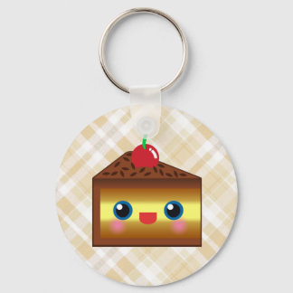 Kawaii Cake Pie Chocolate Vanilla Cream Cherry Yum Keychain