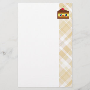 Kawaii Cake Pie Chocolate Vanilla Cream Cherry Yum Stationery