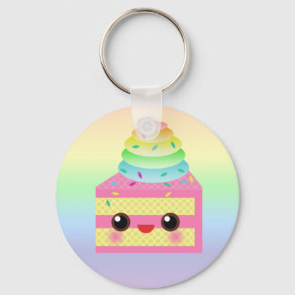 Kawaii Cake Pink Rainbow Sprinkles Fun Dessert Keychain