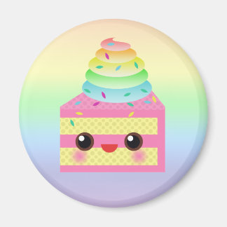 Kawaii Cake Pink Rainbow Sprinkles Fun Dessert Magnet