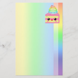 Kawaii Cake Pink Rainbow Sprinkles Fun Dessert Stationery