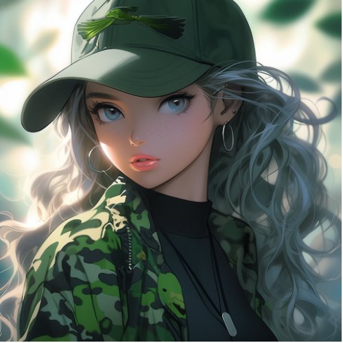Kawaii Camouflage Military Hunter Drill Anime Girl Cutout