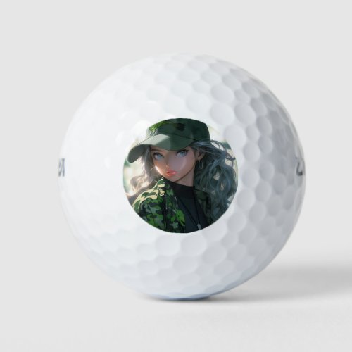 Kawaii Camouflage Military Hunter Drill Anime Girl Golf Balls