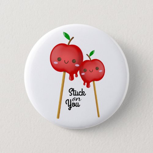 Kawaii Candy Apples Couple Stuck Together Button