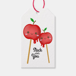 Kawaii Candy Apples Couple Stuck Together Gift Tags