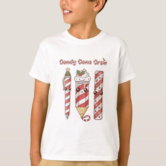  Kawaii Candy Cane Crew | Cute Christmas School  T-Shirt (Front)