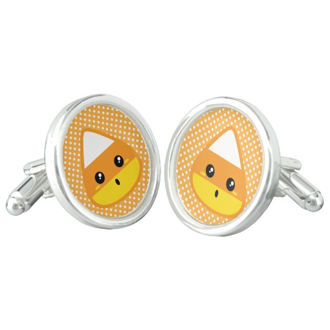 Kawaii Candy Corn Cufflinks (Angled)