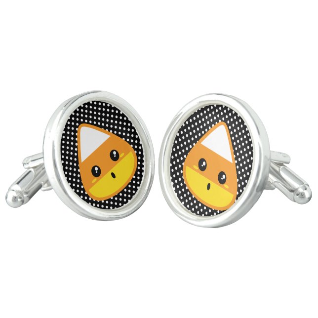 Kawaii Candy Corn Cufflinks (Angled)