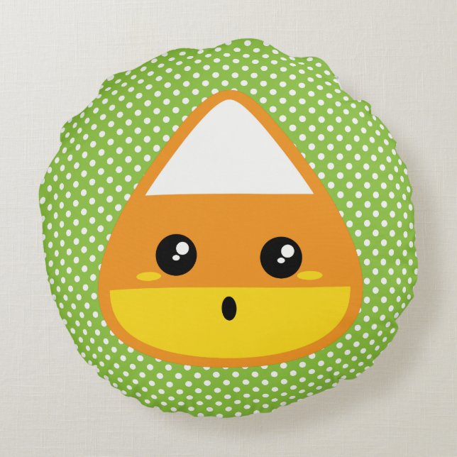 Kawaii Candy Corn Round Pillow (Back)