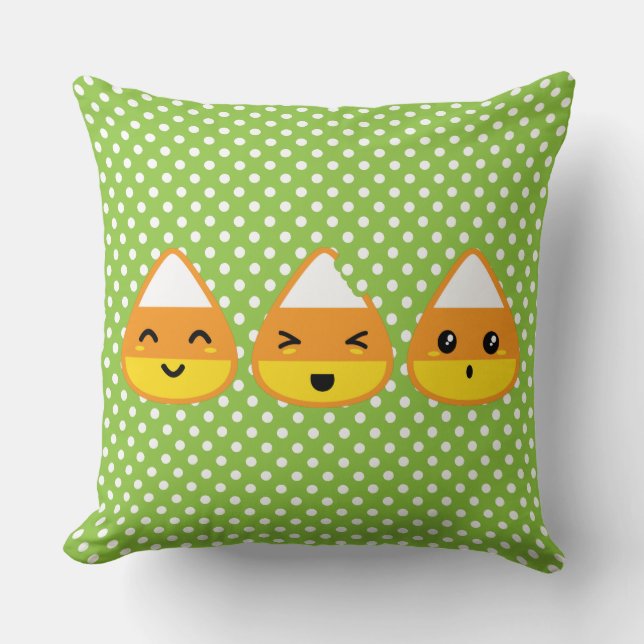 Kawaii Candy Corn Throw Pillow (Front)