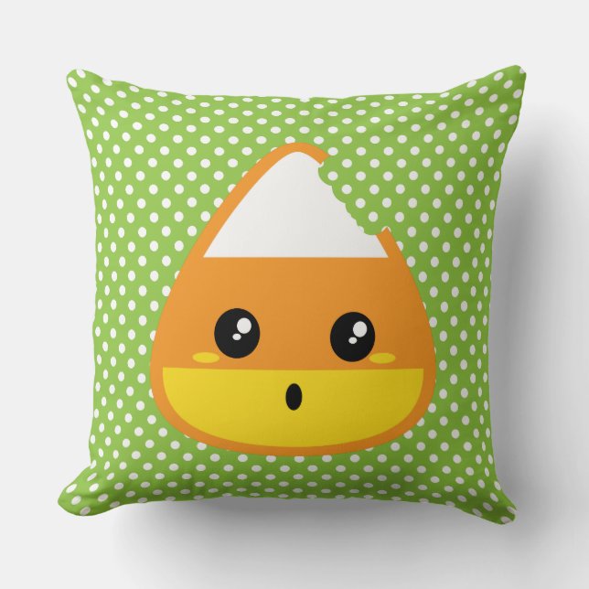 Kawaii Candy Corn Throw Pillow (Front)