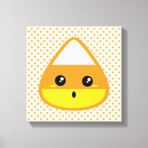 Kawaii Candy Corn Wrapped Canvas Print