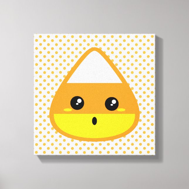 Kawaii Candy Corn Wrapped Canvas Print (Front)
