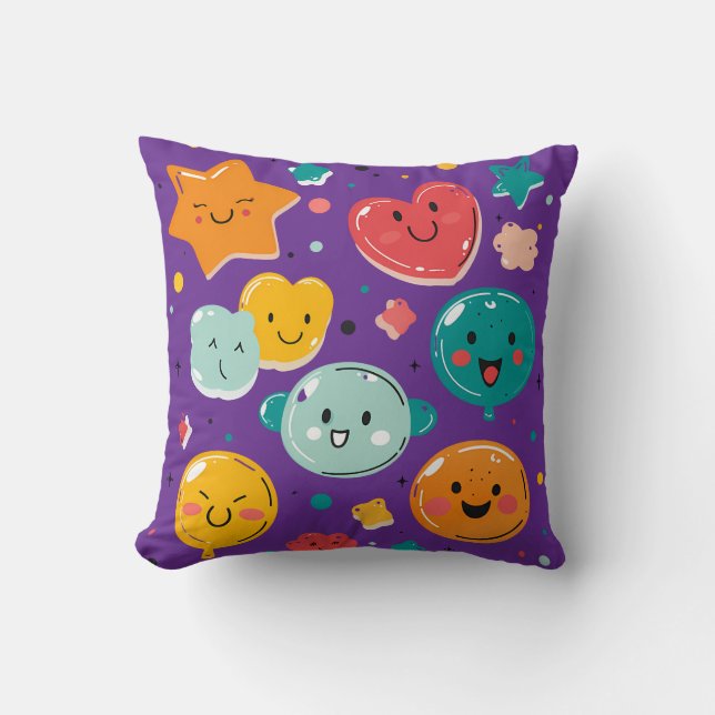 Kawaii Candy Dreams Throw Pillow (Front)