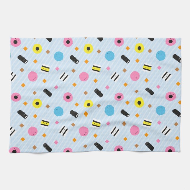 Kawaii Candy Liquorice Allsorts Kitchen Towel (Horizontal)