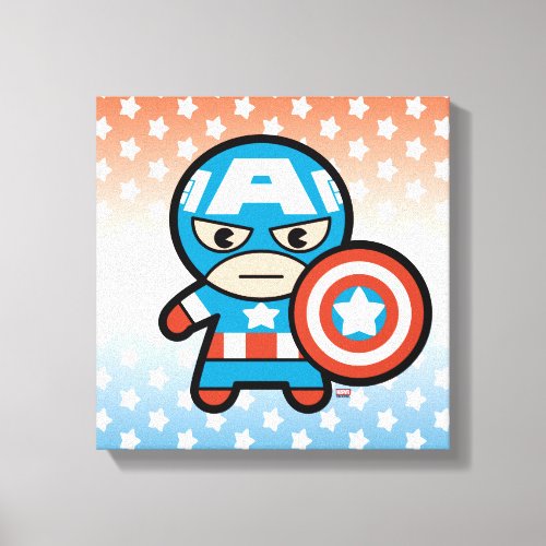 Kawaii Captain America With Shield Canvas Print