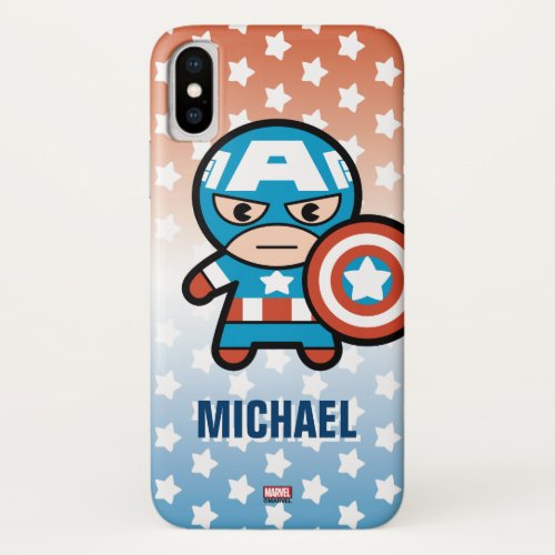 Kawaii Captain America With Shield iPhone X Case