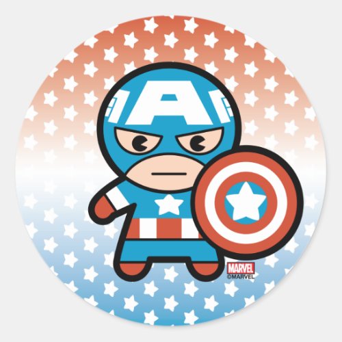 Kawaii Captain America With Shield Classic Round Sticker