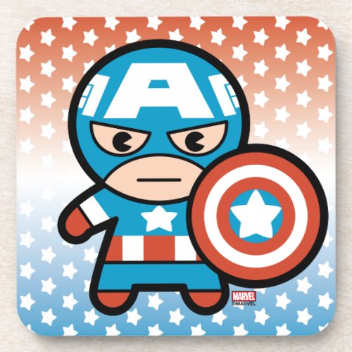 Kawaii Captain America With Shield Drink Coaster