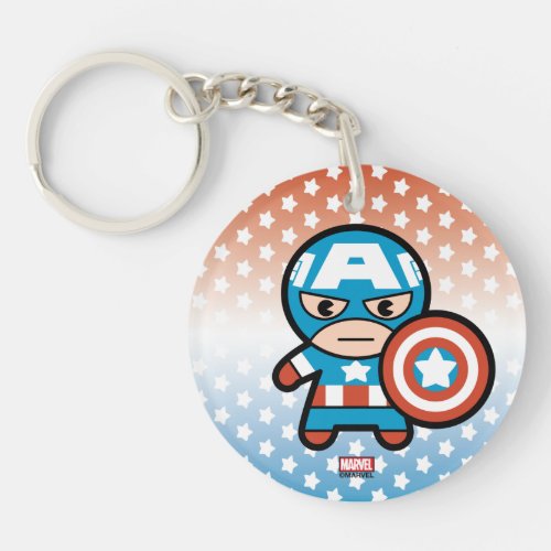 Kawaii Captain America With Shield Keychain