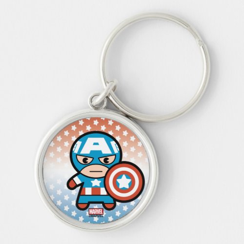 Kawaii Captain America With Shield Keychain