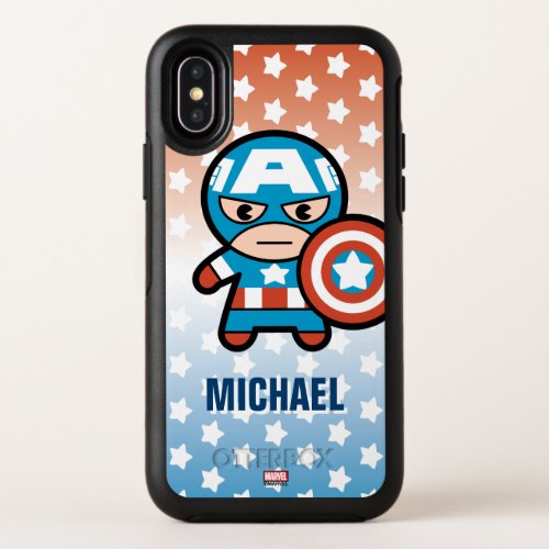 Kawaii Captain America With Shield OtterBox Symmetry iPhone X Case
