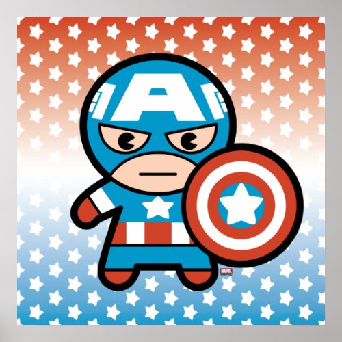 Kawaii Captain America With Shield Poster