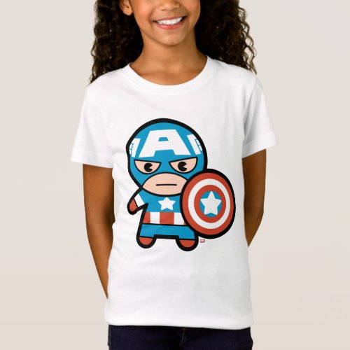 Kawaii Captain America With Shield T_Shirt