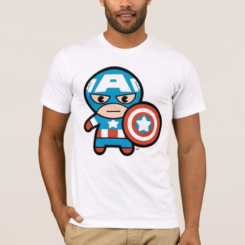 Kawaii Captain America With Shield T_Shirt