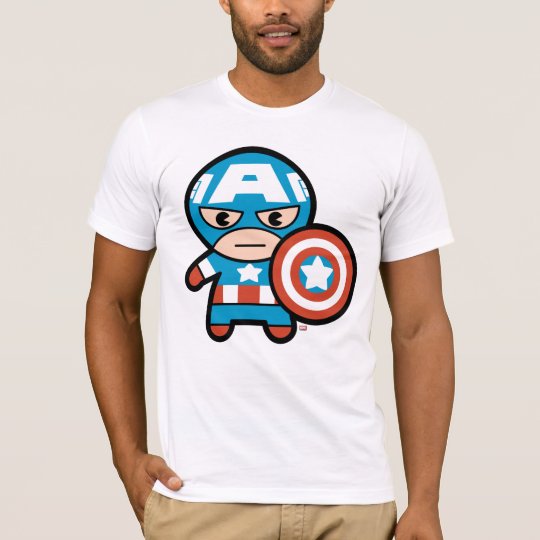 Kawaii Captain America With Shield T-Shirt | Zazzle.com