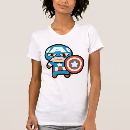 Kawaii Captain America With Shield T_Shirt