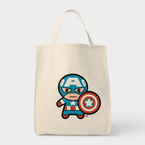 Kawaii Captain America With Shield Tote Bag