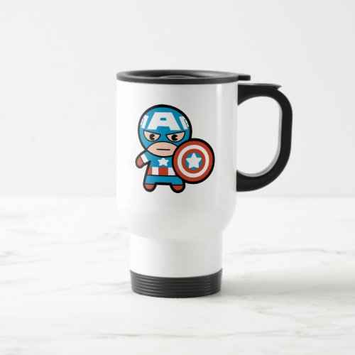 Kawaii Captain America With Shield Travel Mug