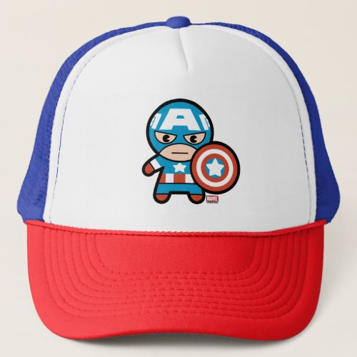 Kawaii Captain America With Shield Trucker Hat