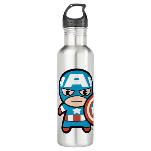 Kawaii Captain America With Shield Water Bottle