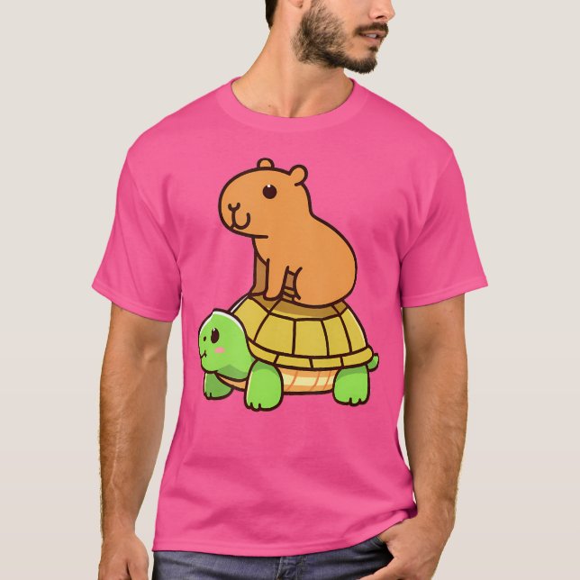 Kawaii Capybara And Turtle Backpack T-Shirt (Front)