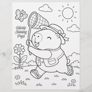 Kawaii Capybara Custom Coloring Page