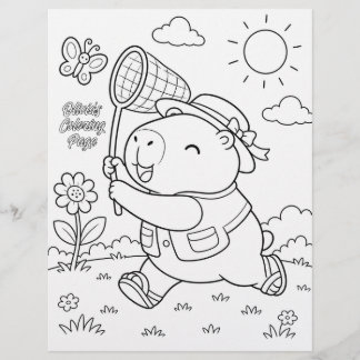 Kawaii Capybara Custom Coloring Page