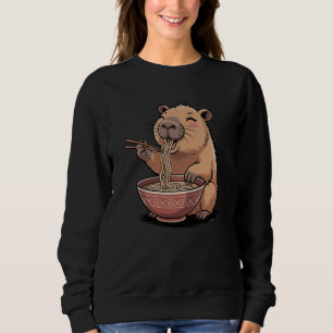 Kawaii Capybara Eating Ramen Funny Japanese Noodle Sweatshirt