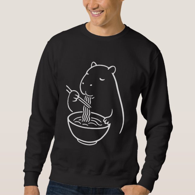 Kawaii Capybara Eating Ramen Japanese Noodles Anim Sweatshirt (Front)