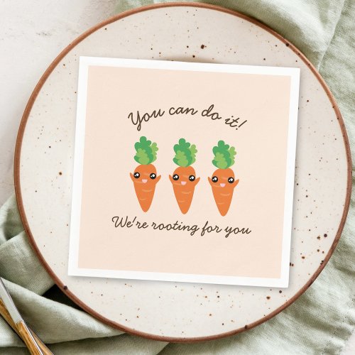 Kawaii Carrots Rooting For You Motivational Words Napkins