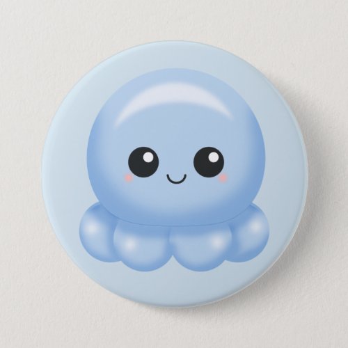 Kawaii Cartoon Blue Octopus Button