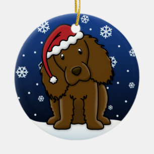 Kawaii Cartoon Boykin Spaniel Christmas Ceramic Ornament