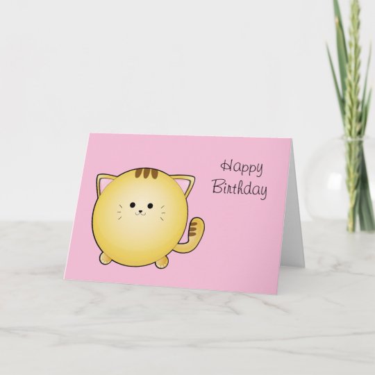 Kawaii Cartoon Cat Birthday Card | Zazzle.com