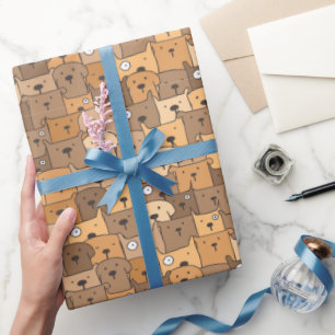 Kawaii Cartoon Dogs Wrapping Paper