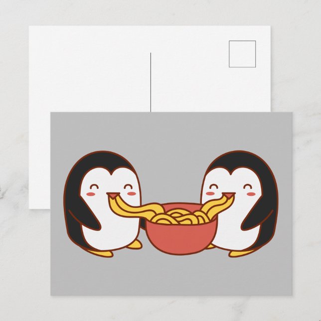 Kawaii Cartoon Eating Noodles Postcard (Front/Back)