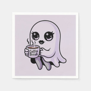 Kawaii Cartoon Ghost with Fishnet Stockings Napkins