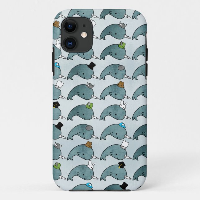 Kawaii Cartoon Grunge Narwhals hats phone case (Back)