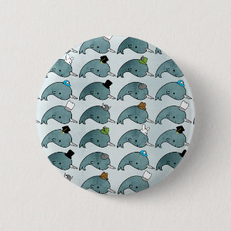 Kawaii Cartoon Grunge Narwhals with hats Button